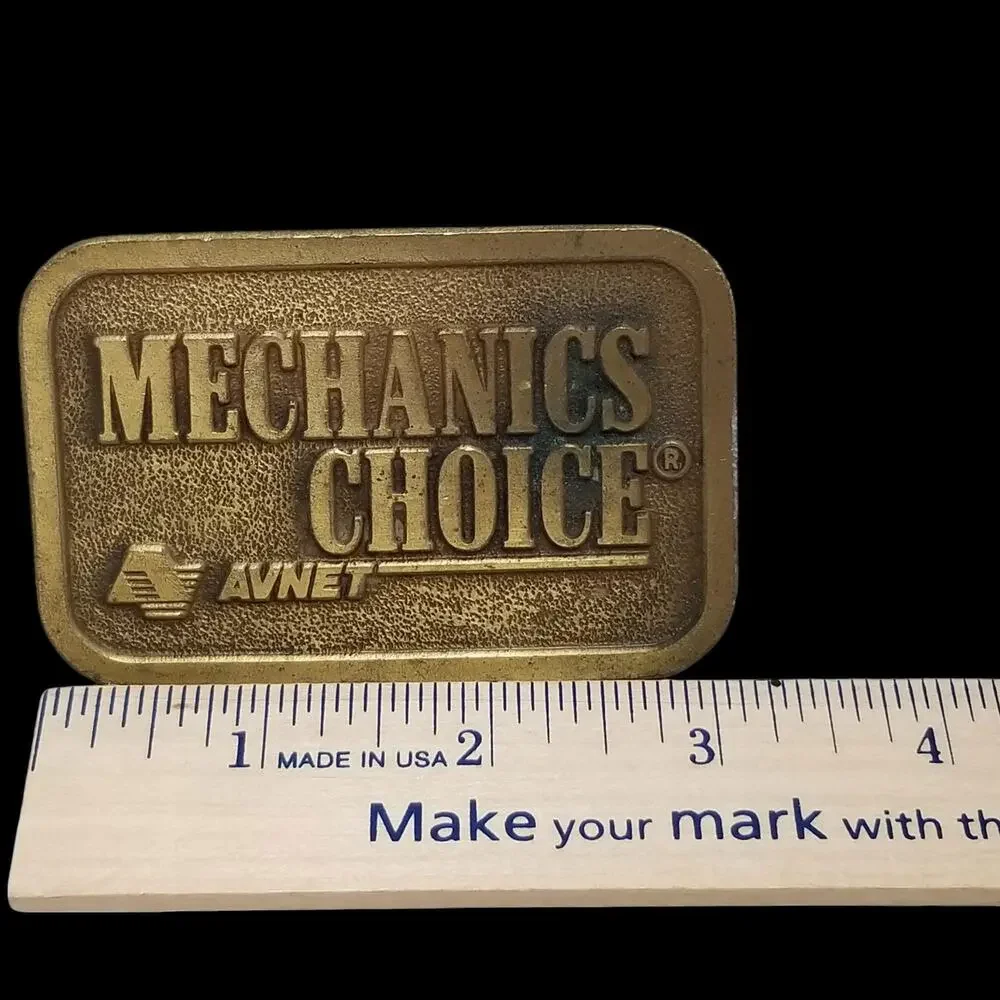 Vintage Mechanics Choice Avnet Brass Belt Buckle - Rustic Industrial Collectible